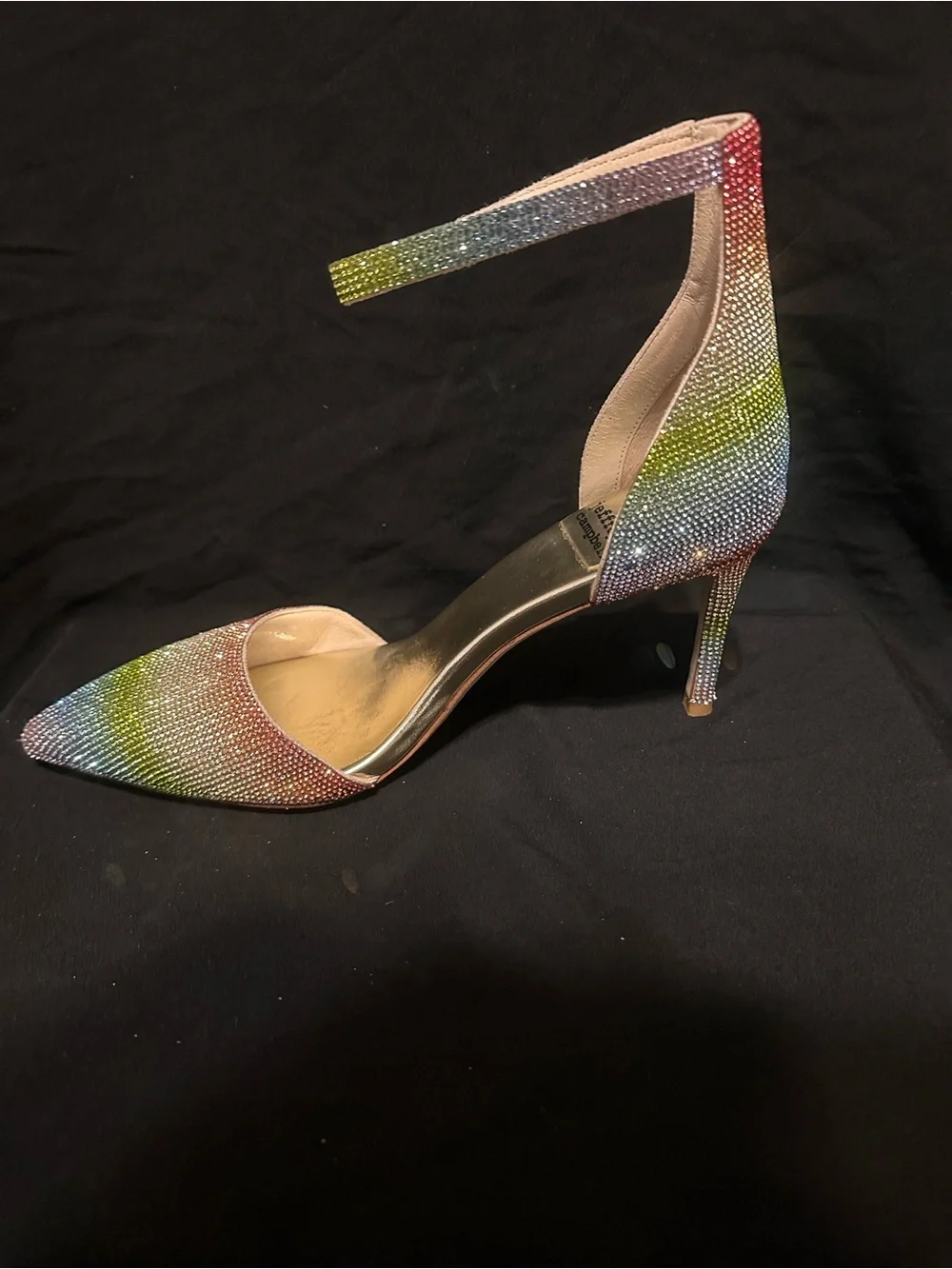 Jeffery Campbell Rhinestone Ankle-Strap Pointed Toe Pump - Multi Rainbow